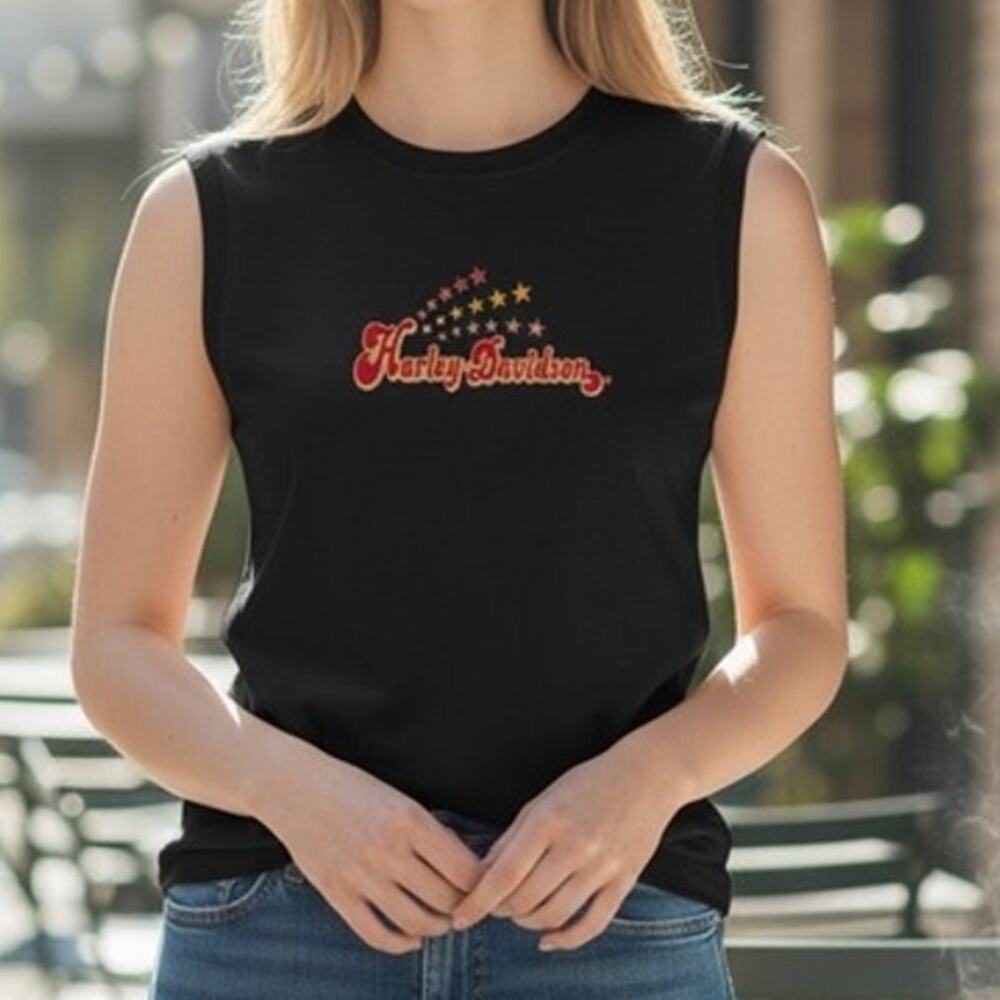 Harley Davidson Size Medium Retro Print Sleeveless Shirt High Country Colorado